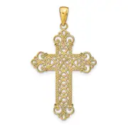 14k Yellow Gold Polished Large Rope Frame Filigree Cross Pendant