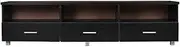 Redfern Tech TV Unit Entertainment Unit with 3 Open Adjustable Shelves Drawers for Storage Bedroom TV Console Durable Storage Cabinet Modern Entertainment Center TV Console 44H x 178W x 39D CM Black