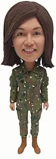 Custom Female Military Uniform Bobblehead Figurine, Camouflage Design, Brown Combat Boots, Handmade Personalized Gift Based on Your Photo