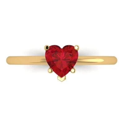 1.25Ct Heart Cut Ruby 14K/18K Gold Solitaire Engagement Promise Bridal Ring