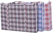 Set of 4 Large Plastic Checkered Storage Laundry Shopping Bags W. Z