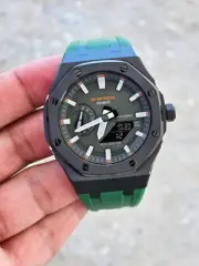 Custom Casio G-Shock GA-2100 Watch – Green/Black Strap | Octagon Case | Mod