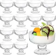 Ziliny 12 Pcs Glass Ice Cream Bowls Set 6.8 oz Dessert Glass Cups Small Bowls for Ice Cream Footed Clear Dessert Bowls Mini Trifle Dish Parfait for Sundae Cocktail Fruit Pudding Nuts Party