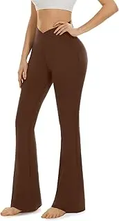 [Aoliks] Crossover Flare Leggings for Women,High Waisted Bootcut Yoga Pants Workout Bell Bottom Leggings