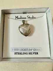 New In Box Sterling Silver 925 4-way Locket Heart Necklace 24 In Madison Studio