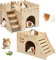 2 Pack Guinea Pig House,Large Wooden Hamster House,Hamster Hideout House,Small Guinea Pigs Hideaway,Pet Sleeping Nest, for Hamsters and Chinchilla,Hamster and Small Pet