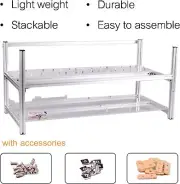 NEW AAAWave 6/8/14 GPU Mining Rig Frame The Dredge Acrylic+Aluminum NO FANS