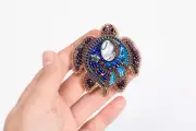 Turtle Bead embroidery kit DIY craft kit Bead Brooch kit Needlework beading