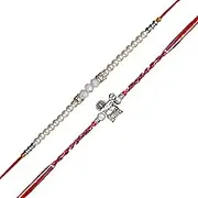 SHOPOGENIE Rakhi for Brother With Gift Set | Set Of 2 Rakhi With Roli Chawal, Card | Rakhi For Brother and Bhabhi | Rakhi for Rakshabandhan