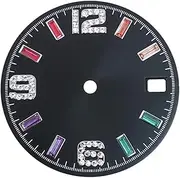 [Fitbitey] 1pcs 28.5mm NH35 Dial Style Sun Pattern Rainbow Scale Dial Watch Dial for NH35 NH36 4R 7S Watch Movement Modification Part DIY(Black)