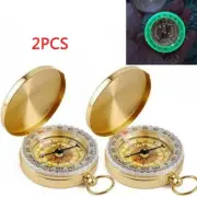 2Pcs Portable Compass Brass Keychain Watch Pocket Outdoor Camping Hiking