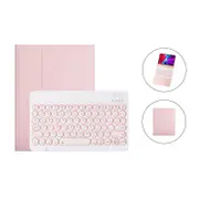 Catzon iPad Keyboard Case with 7-color Backlit Retro Round Keys Wireless Bluetooth keyboard for iPad 9.7/10.2/10.5-Pink