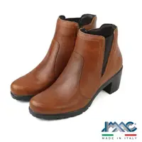 在飛比找momo購物網優惠-【IMAC】義大利經典輕量真皮高跟短靴 棕色(455430-
