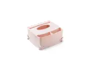 Plastic Tissue Box,Remote Control Storage Box Bathroom Paper Towel Rack - Pink