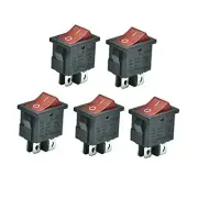 5pcs Snap-in DPST Mini Rocker Switch On-Off Red Lamp 4Pin 4PIN RED LED ON/OFF