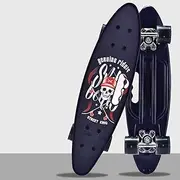 Portable Small Fish Board 22 inch Plastic Banana Board Flashing Wheel Children Adult Four-Wheeled Skateboard for Men and Women,B