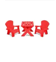 3 Pc Red Plastic Childrens Play Table Chair Set Indoor Outdoor Play Rm Bedroom