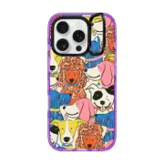 iPhone 16 Pro Impact Ring Stand Case MagSafe Compatible Rainbow Dogs by Megan Roy