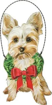 Primitives By Kathy Ornament - Christmas Yorkie