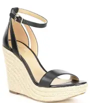 NIB Michael Kors Kimberly Platform Espadrille Wedge Sandals Black Size 8.5