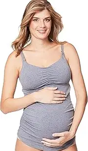 [Cake Maternity] Ice Cream Nursing Tank Top, Nursing Tops for Women Breastfeeding with Built in Bra (for US F-I Cups), Grey, Large