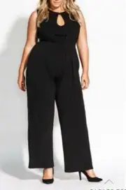 *New* CITY CHIC Black Angular Stretchy Sleeveless Jumpsuit SIZE XS 14