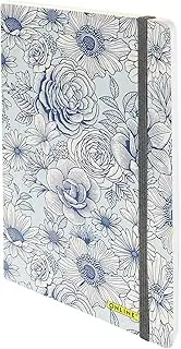 ONLINE Bullet Journal Blue Flowers, 120 g/m² FSC Paper, DIN A5, 144 Inner Pages, Dotted/Dotted, Notebook with Soft Cover and Elastic Band, Diary for Notes, Sketches, Lettering