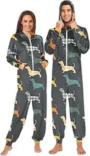 [Joisal] Colorful Reindeer Christmas Onesie Pjs with Zipper Onesie Men, Christmas Pajamas Onesie Small