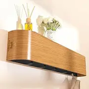 PEACE KINGDOM Wall-Mounted Wooden Coat Rack with Shelf, 50 cm Modern Design Entryway Hat Towel Robes Coat Hanger with Hidden Metal Wall Hooks for Office, Bathroom, Living Room and Bedroom (Oak)