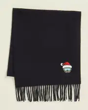 ️ MOSCHINO Lambs Wool Holiday Teddy Ski Wide Scarf, Black, New with Tag