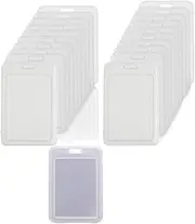 20Pcs Transparent Badge Holder Double Sided Hard Rigid Bus Card Holder Case,Clear Vertical Name Tag Badge Id Card Case,Plastic Vertical Name Badge ID Card Holders,Clear ID Badge Holder Badge Holder