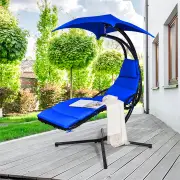 CostwayHanging Lounger Chair with Canopy &amp; Cushion Built-in Pillow-Navy