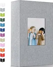 TOJUNE Photo Album 4x6 Slip-in Picture Memory Book, 300 Pockets, Vertical 50 Pages, Linen Cover with Window for Family Travel, Baby Growth Record, Wedding Scrapbook, Anniversare Birthday Gifts (Gray)