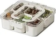 Snack Tray with Lid - Multi Compartment Travel Snack Container | Fruit Containers Portable, Large Capacity Food Storage for Outdoors Picnics, Camping, Trips,
