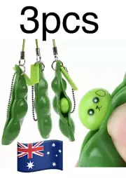 3pcs Pea Pod Pop It Fidget Keychain Push Bubble Sensory Autism Stress Popper