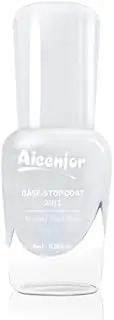 Base Coat and Top Coat, Set-Shine Finish and Long Lasting 2 In 1, Water-Based Low Odor Peel-off, Clear Primer and Gloss, 0.28 Fl Oz