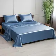 LINENWALAS Organic Bamboo Sheets Set 4 PC - 100% Pure, Natural, Softest, Cooling, Christmas Bedding(King, Bahamas Blue)