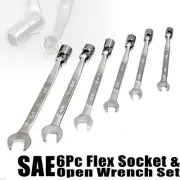 6 Pc Flex Socket & Open Wrench Set SAE Standard Automotive Tools
