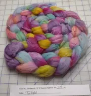Polwarth Wool Viscose Blended Combed Top Roving Spinning Felting Tweed Tulips