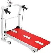 Treadmills Home Small Folding Mechanical Treadmill Mini Walking Machine Mute Shock Absorption Treadmill Fitness Equipment LED Display(Red)