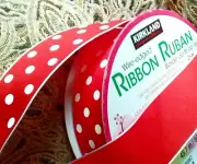 Red Satin White Polka Dot 1.5" x 5 yds Wire Ribbon Double Sided Christmas Summer