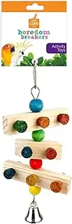 Avian Care Boredom Breakers Spinning Cork Bird Toy – Natural Wood & Colourful Cork Chew Toy with Bell
