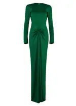 Victoria Beckham Ruched Satin-jersey Maxi Dress - Bright Green - 10 (UK10 / S) 10 (UK10 / S)