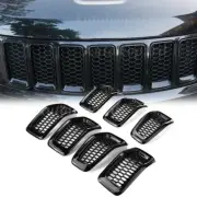 For 2014-18 Jeep Cherokee Grille Grill Cover 7pc Black Mesh Grille Moulding Trim (for: Jeep)