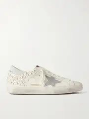 [Golden Goose] Golden Goose - Superstar Pearl-embellished Distressed Leather Sneakers - White - IT35 IT 35 White