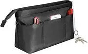 [Generic] Purse Organizer Insert with Zipped Top for Tote Bag, Handbag Shaper with 13 Pockets-Black-M