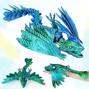 3D Printed Dragon with Wings, Feathered Wyvern Dragon,Full Articulated Crystal Flying Dragon Fidget,Realistic Large Pet Dragon, Flexible Shoulder Dragon Stuff, 3D Printed Animals Toy.