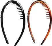 Teeth Headband Comb Headbands for Women Non Slip Plastic Head Bands with Teeth for Women's Hair Tooth Comb Headband Hairband with Teeth Thin Headbands for Women Girls Comb Hair Band 2Pcs