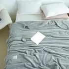 AU (Light Gray 180x200cm)Cooling Blanket Milk Fleece Lattice Jacquard Blanket