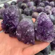 2Pcs Large Amethyst Cut Base Cluster Natural Quartz Druzy Crystal Geode Specimen